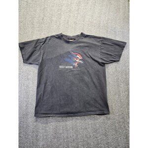 Vintage Harley Davidson American Flag Eagle Milwaukee WI Made In USA Size 2XL